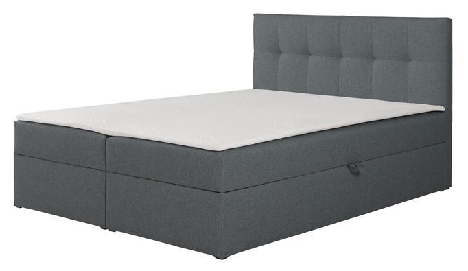 Łóżko kontynentalne Toronto 160×200 (Herbi 30 - Ciemny szary) z materacem bonell i topperem