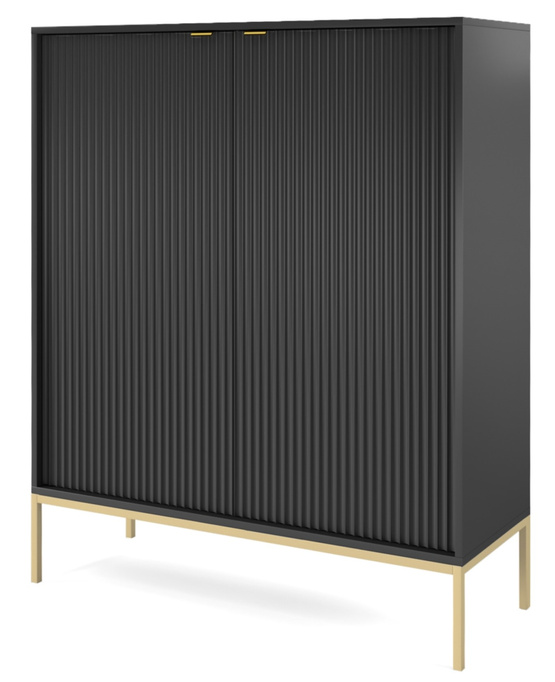 Pojemna komoda Kioto K104 w kolorze czarnym i złotymi nóżkami