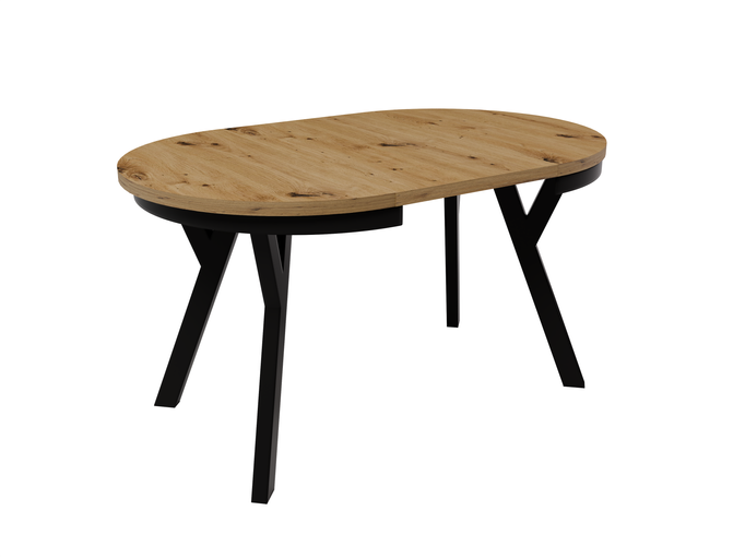 Stół Okrągły Rozkładany ARI 90-190 cm Dąb Artisan – Loft Czarne Nogi