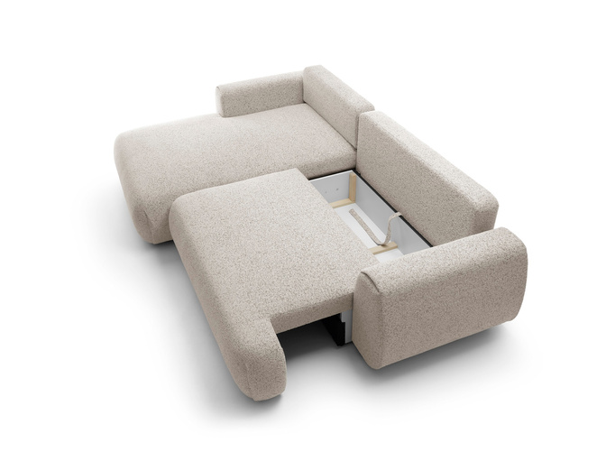 Narożnik VERNIO lewostronny plecionka Puente 09 kamienny beż stone funkcja spania