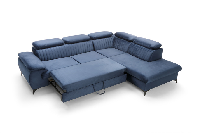 Narożnik VETTO prawostronny Monolith 77 granatowy welur funkcja spania