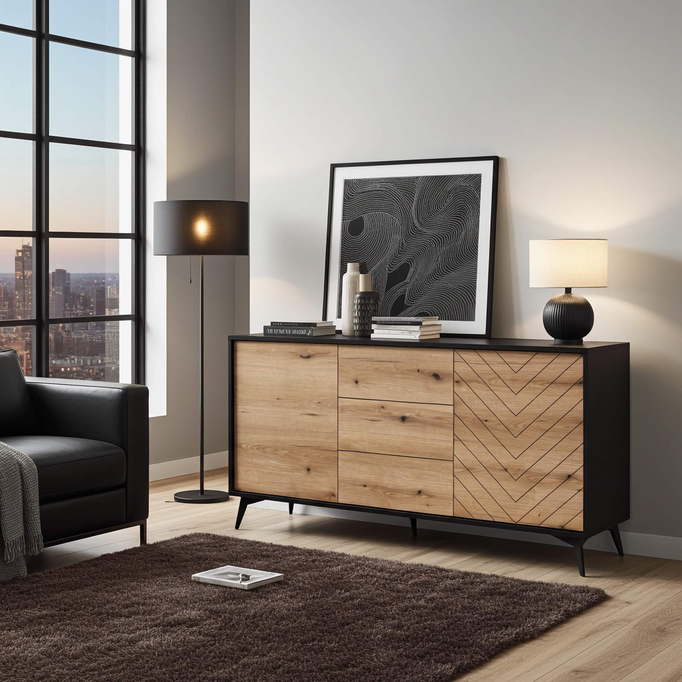 Skandynawska komoda Diamond KSZ154 z trzema szufladami