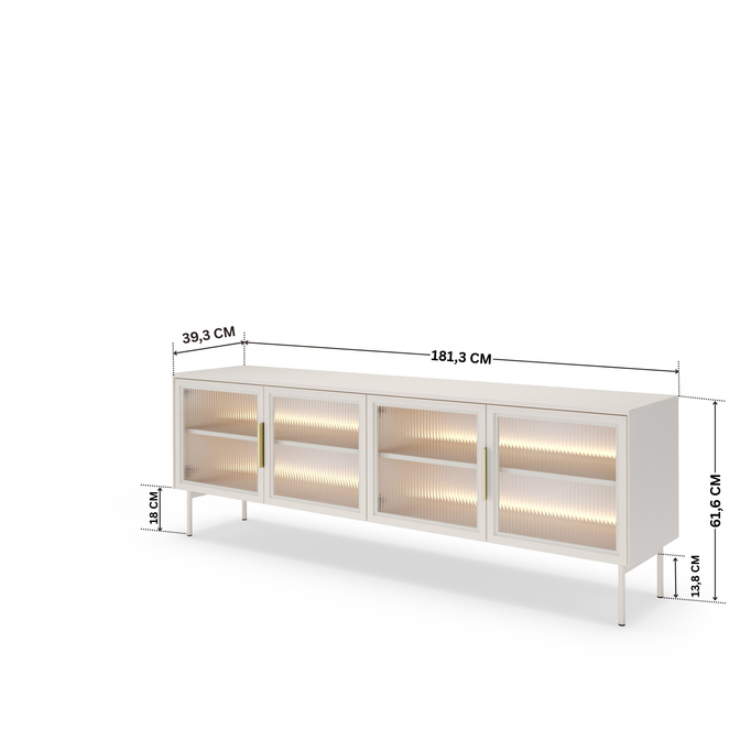 Szafka RTV LUMI 181 cm Kaszmir – 4 Drzwi, LED