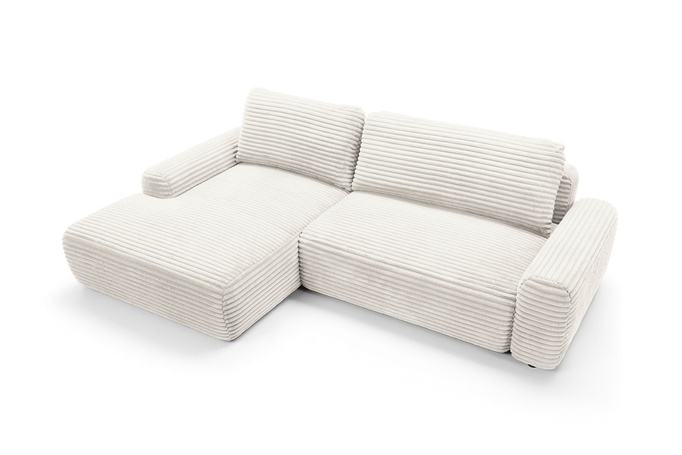 Narożnik sztruksowy z funkcją spania VIGO Ambience 01 Jasny Beż pojemnik