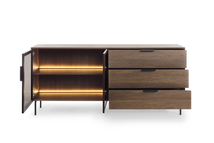 Komoda LUMI 181 cm Dąb Dunin – 3 Szuflady, LED