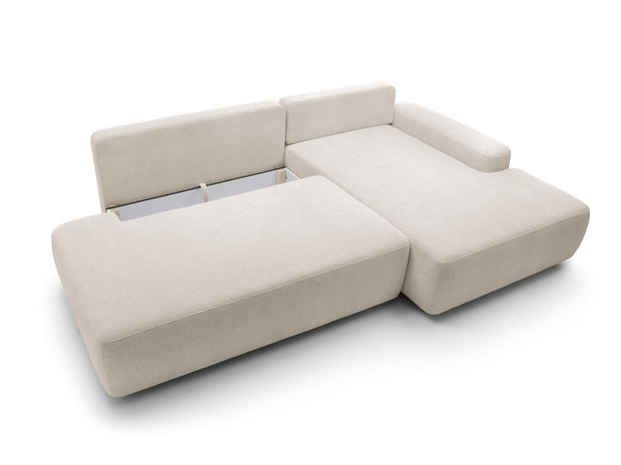 Narożnik OLMI O prawostronny Raven 24 beżowy piaskowy funkcja spania + poduszki