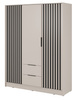 Szafa Stilo w kolorze cashmere trzydrzwiowa z szufladami i lamelami na froncie