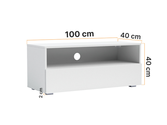 Nowoczesny zestaw RTV Tebris Dual 200 – biały mat, 2 szafki 100 cm z push to open