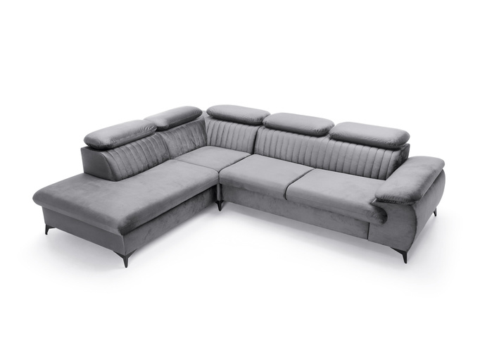 Narożnik VETTO lewostronny Monolith 85 szary welur funkcja spania