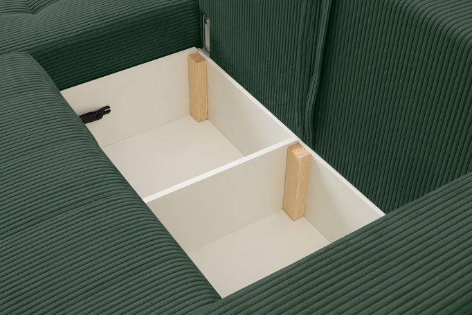 Narożnik Palermo w tkaninie POSO z funkcją spania i pojemnikiem na pościel