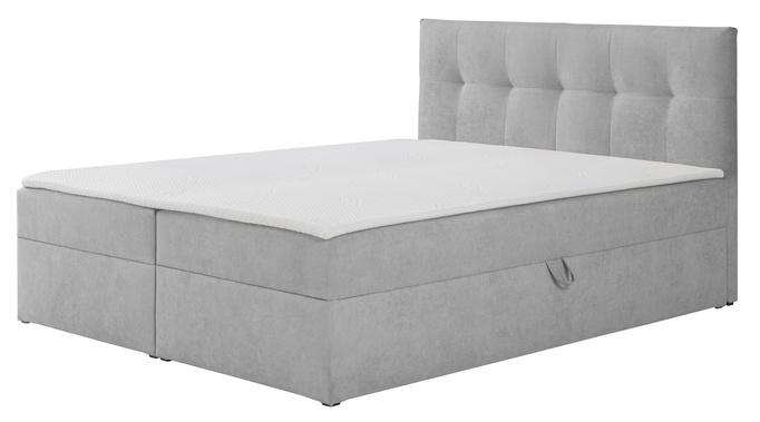 Łóżko kontynentalne Toronto 180×200 (Gerra 65 - Szary) z materacem bonell i topperem