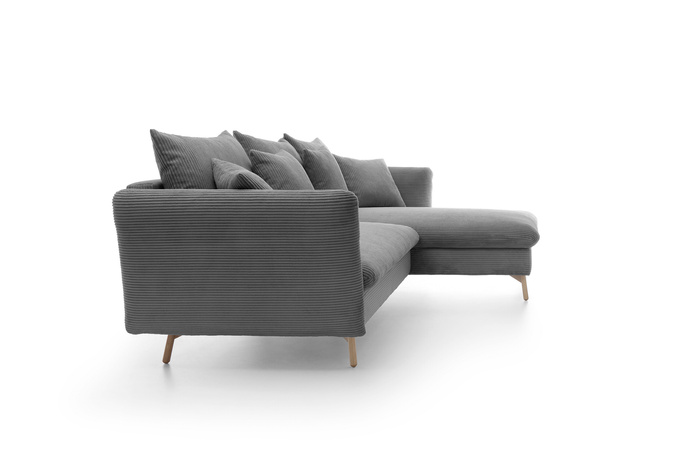 Narożnik MORRE prawostronny sztruks Poso 60 stalowy szary funkcja spania skandynawski