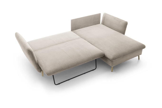 Narożnik MORRE prawostronny sztruks Poso 02 beżowy funkcja spania skandynawski