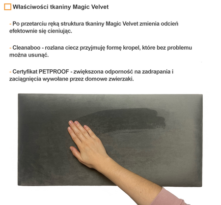 Panel tapicerowany  płotek szpiczasty - Tkanina Magic Velvet