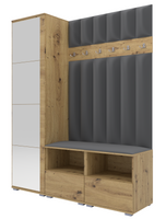 Tapicerowana garderoba Nela II LUX z lustrem - kolor dąb artisan + tkanina Trinity 15