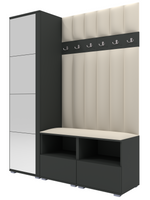 Tapicerowana garderoba Nela II LUX z lustrem - kolor grafit + tkanina Trinity 01