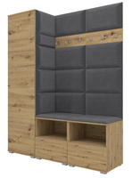 Tapicerowana garderoba Nela II - kolor dąb artisan + tkanina Trinity 15