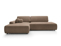 Narożnik OLMI O lewostronny Raven 45 czekoladowy ciemny brąz funkcja spania + poduszki