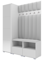 Tapicerowana garderoba Nela II LUX z lustrem - kolor biały + tkanina Trinity 32