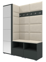 Tapicerowana garderoba Nela II z lustrem - kolor grafit + tkanina Trinity 01