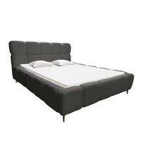 Łóżko tapicerowane Lux 200x200 z pojemnikiem na pościel bukla kolor ciemnoszary