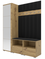 Tapicerowana garderoba Nela II LUX z lustrem - kolor dąb artisan + tkanina Trinity 16