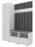 Tapicerowana garderoba Nela II LUX - kolor biały + tkanina Trinity 15