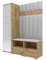 Tapicerowana garderoba Nela II LUX z lustrem - kolor dąb artisan + tkanina Trinity 32