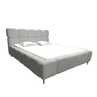 Łóżko tapicerowane Lux 140x200 z pojemnikiem na pościel bukla kolor szary