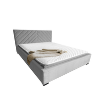 Łóżko tapicerowane TODI 90x200 jasnoszare welur pojemnik stelaż metalowy