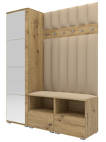 Tapicerowana garderoba Nela II LUX z lustrem - kolor dąb artisan + tkanina Trinity 04