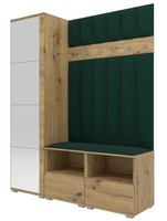 Tapicerowana garderoba Nela II LUX z lustrem - kolor dąb artisan + tkanina Trinity 28