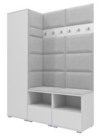 Tapicerowana garderoba Nela II - kolor biały + tkanina Trinity 32