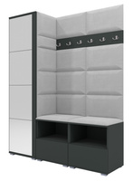 Tapicerowana garderoba Nela II z lustrem - kolor grafit + tkanina Trinity 32