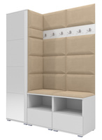 Tapicerowana garderoba Nela II z lustrem - kolor biały + tkanina Trinity 04