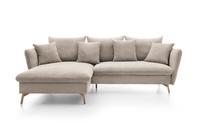 Narożnik MORRE lewostronny sztruks Poso 02 beżowy funkcja spania skandynawski