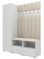 Tapicerowana garderoba Nela II LUX - kolor biały + tkanina Trinity 01