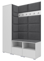 Tapicerowana garderoba Nela II - kolor biały + tkanina Trinity 15