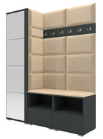 Tapicerowana garderoba Nela II z lustrem - kolor grafit + tkanina Trinity 04