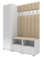 Tapicerowana garderoba Nela II LUX z lustrem - kolor biały + tkanina Trinity 04