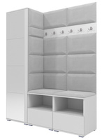 Tapicerowana garderoba Nela II z lustrem - kolor biały + tkanina Trinity 32