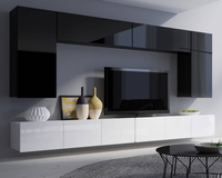 Meblościanka Montreal VII w czerni i bieli