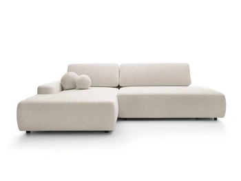 Narożnik OLMI O lewostronny Raven 24 beżowy piaskowy funkcja spania + poduszki