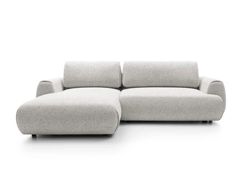 Narożnik VERNIO lewostronny plecionka Puente 80 jasny szary popiel funkcja spania