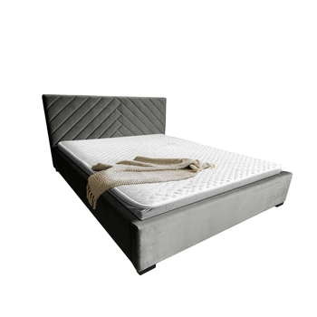 Łóżko tapicerowane TODI 120x200 szare welur pojemnik stelaż metalowy