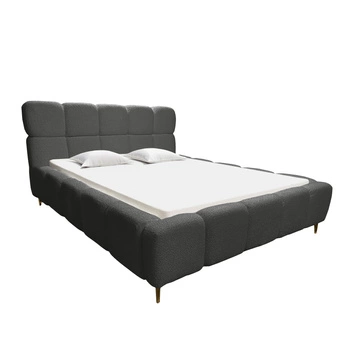 Łóżko tapicerowane Lux 200x200 z pojemnikiem na pościel bukla kolor ciemnoszary