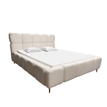 Beżowe łóżko tapicerowane Lux 180x200 z pojemnikiem na pościel