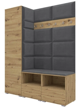 Tapicerowana garderoba Nela II - kolor dąb artisan + tkanina Trinity 15