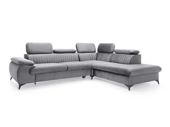 Narożnik VETTO prawostronny Monolith 85 szary welur funkcja spania