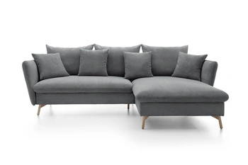 Narożnik MORRE prawostronny sztruks Poso 60 stalowy szary funkcja spania skandynawski